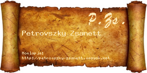 Petrovszky Zsanett névjegykártya